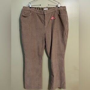 St Johns  Bay Womens Plus Cotton Beige Animal Flare Corduroy Pants 22W NWT